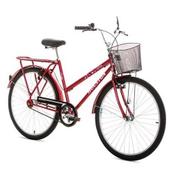 Bicicleta Houston Aro 26 Onix com Bagageiro e Cesto – Vermelha ON26V1M